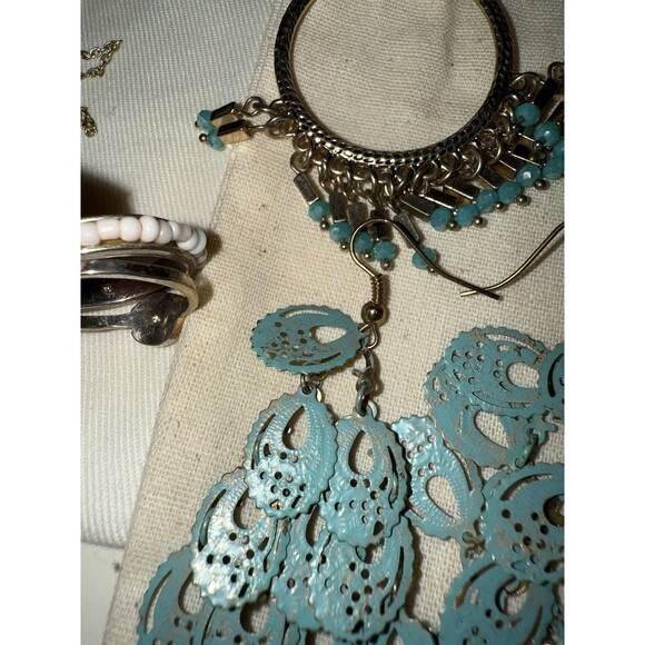 Huge Jewelry Lot, Turquoise, Amazonite, Fashion Boho Necklace Earring Ring Sets - Picture 9 of 16